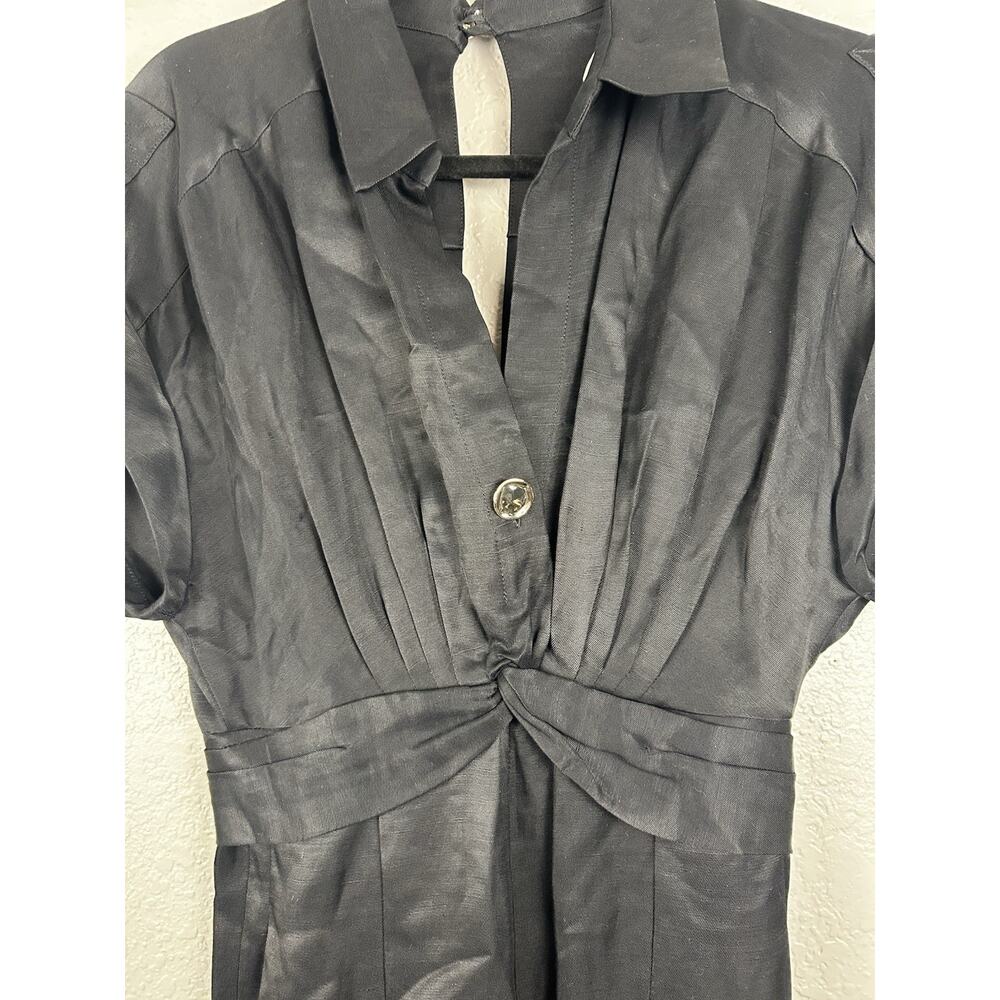 SANDRO Tenerife Jumpsuit EU 36 US 4 Short Sleeve Pleated V Neck Black - Picture 5 of 16